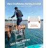 Flip-Up Dock Ladder, 5-Step, Heavy-Duty Aluminum Alloy Pontoon Boat Swim Ladder, with Non-Slip Wide Steps, 350 lbs Weight Capacity, Pull Rope Assist,