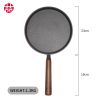 WANGYUANJI Cast Iron Pizza Pan, 9" Uncoated Pancake Skillet for Indoor and Outdoor, Non-Stick Skillet with Wooden Handle, Handmade Pancakes, Pizza, F