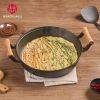 WANGYUANJI 11.8"Pancake Griddle with Wooden Handle, Cast Iron Skillet, Uncoated Pan for Home, Thickened Non-Stick Skillet, Multi-Purpose Skillet with