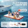 Inflatable Floating Dock, 15 x 6FT Inflatable Dock Platform, Non-Slip Water Floating Dock Mat with Detachable Ladder & Portable Carrying Bag, Floatin