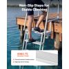 Flip-Up Dock Ladder, 5-Step, Heavy-Duty Aluminum Alloy Pontoon Boat Swim Ladder, with Non-Slip Wide Steps, 350 lbs Weight Capacity, Pull Rope Assist,