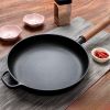 WANGYUANJI 11.8"Cast Iron Frying Pan, Non-stick Pan, Uncoated Pancake Skillet, Steak Frying Pan, with Wooden Handle, Household For All Stove, Free St