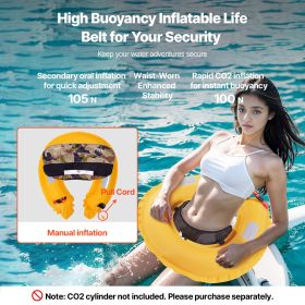 Manual Inflatable Belt Pack for Adults, 105N Buoyancy, Over 80 Pounds and Up to 59 in Waist Adjustable, Inflatable PFD Waist for SUP Paddelboarding, (Color: green)