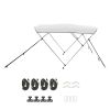 3 Bow Boat Bimini Tops, 600D Polyester Canopy with Aluminum Alloy Frame, Waterproof & Sun Shade Boat Awning Canopy with Storage Bag, 2 Support Poles,