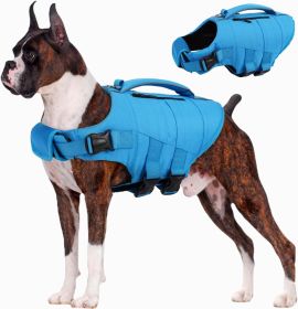 Dog Life Jacket, High Flotation Dog Life Vest for Swimming Boating, Adjustable Small Medium Large Dogs Swim Vest with Rescue Handle and Pocket, Refle (size: Blue    XX-Large)