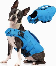 Dog Life Jacket, High Flotation Dog Life Vest for Swimming Boating, Adjustable Small Medium Large Dogs Swim Vest with Rescue Handle and Pocket, Refle (size: Blue    Medium)