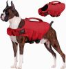 Dog Life Jacket, High Flotation Dog Life Vest for Swimming Boating, Adjustable Small Medium Large Dogs Swim Vest with Rescue Handle and Pocket, Refle