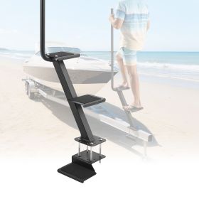 Boat Trailer Steps, 3-Step, Heavy-Duty Boat Trailer Steps with Handle, Non-Slip Surface, 3 Mounting Angle Options, Carbon Steel Ladder Suitable for 3 (Default: Default)