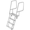 Flip-Up Dock Ladder, 4-Step, Heavy-Duty Aluminum Alloy Pontoon Boat Swim Ladder, with Non-Slip Wide Steps, 350 lbs Weight Capacity, Pull Rope Assist,