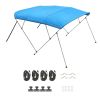 4 Bow Boat Bimini Tops, 600D Polyester Canopy with Aluminum Alloy Frame, Waterproof & Sun Shade Boat Awning Canopy with Storage Bag, 2 Support Poles,