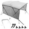 3 Bow Bimini Top Boat Cover, Detachable Mesh Sidewalls, 600D Polyester Canopy with 1" Aluminum Alloy Frame, Includes Storage Boot, 2 Support Poles, 2