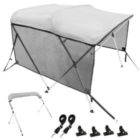 3 Bow Bimini Top Boat Cover, Detachable Mesh Sidewalls, 600D Polyester Canopy with 1" Aluminum Alloy Frame, Includes Storage Boot, 2 Support Poles, 2 (size: 6'L x (61"-66")W x 46"H)