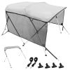 3 Bow Bimini Top Boat Cover, Detachable Mesh Sidewalls, 600D Polyester Canopy with 1" Aluminum Alloy Frame, Includes Storage Boot, 2 Support Poles, 2