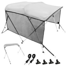 3 Bow Bimini Top Boat Cover, Detachable Mesh Sidewalls, 600D Polyester Canopy with 1" Aluminum Alloy Frame, Includes Storage Boot, 2 Support Poles, 2 (size: 6'L x (67"-72")W x 46"H)