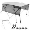 4 Bow Bimini Top Boat Cover, Detachable Mesh Sidewalls, 600D Polyester Canopy with 1" Aluminum Alloy Frame, Includes Storage Boot, 2 Straps, 2 Suppor