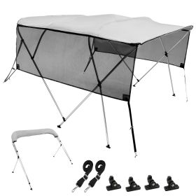4 Bow Bimini Top Boat Cover, Detachable Mesh Sidewalls, 600D Polyester Canopy with 1" Aluminum Alloy Frame, Includes Storage Boot, 2 Straps, 2 Suppor (Default: Default)