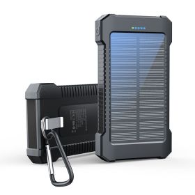 Solar-Powered Portable Charger With Built-In Light, Featuring An 8000mAh High-Capacity Battery Pack, Capable Of Solar Charging And Illumination, Comp (colour: BLACK)