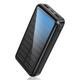 Portable Charger 30000mAh,Solar Power Bank USB-A&USB-C,Compact Power Bank Fast Charging for Mobile Phone,Compatible with Multi-devices, Christmas Gif (Color: Black)