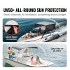 4 Bow Bimini Top Boat Cover, Detachable Mesh Sidewalls, 600D Polyester Canopy with 1" Aluminum Alloy Frame, Includes Storage Boot, 2 Straps, 2 Suppor