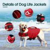 Dog Life Jacket, High Flotation Dog Life Vest for Swimming Boating, Adjustable Small Medium Large Dogs Swim Vest with Rescue Handle and Pocket, Refle