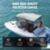 3 Bow Bimini Top Boat Cover, Detachable Mesh Sidewalls, 600D Polyester Canopy with 1" Aluminum Alloy Frame, Includes Storage Boot, 2 Support Poles, 2