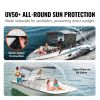 3 Bow Bimini Top Boat Cover, Detachable Mesh Sidewalls, 600D Polyester Canopy with 1" Aluminum Alloy Frame, Includes Storage Boot, 2 Support Poles, 2