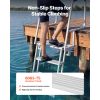 Flip-Up Dock Ladder, 4-Step, Heavy-Duty Aluminum Alloy Pontoon Boat Swim Ladder, with Non-Slip Wide Steps, 350 lbs Weight Capacity, Pull Rope Assist,