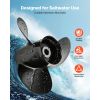 Outboard Propeller, Upgrade OEM 15 Spline Tooth Aluminum Outboard Boat Propeller Fit Mercury Engines 40-140 HP, 4-1/4" Gearcase, 3-Blade, RH (Right H