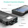 Solar-Powered Portable Charger With Built-In Light, Featuring An 8000mAh High-Capacity Battery Pack, Capable Of Solar Charging And Illumination, Comp