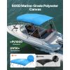 4 Bow Boat Bimini Tops, 600D Polyester Canopy with Aluminum Alloy Frame, Waterproof & Sun Shade Boat Awning Canopy with Storage Bag, 2 Support Poles,
