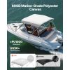 3 Bow Boat Bimini Tops, 600D Polyester Canopy with Aluminum Alloy Frame, Waterproof & Sun Shade Boat Awning Canopy with Storage Bag, 2 Support Poles,