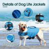 Dog Life Jacket, High Flotation Dog Life Vest for Swimming Boating, Adjustable Small Medium Large Dogs Swim Vest with Rescue Handle and Pocket, Refle