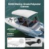 4 Bow Boat Bimini Tops, 600D Polyester Canopy with Aluminum Alloy Frame, Waterproof & Sun Shade Boat Awning Canopy with Storage Bag, 2 Support Poles,